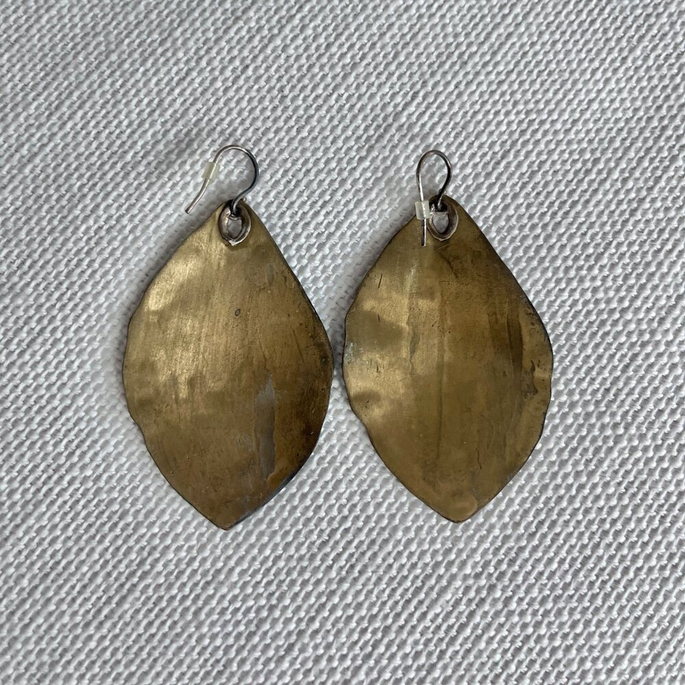 Silpada Emerald Pools Turquoise Drop Patina Brass Earrings Sterling Silver Boho - Picture 2 of 4